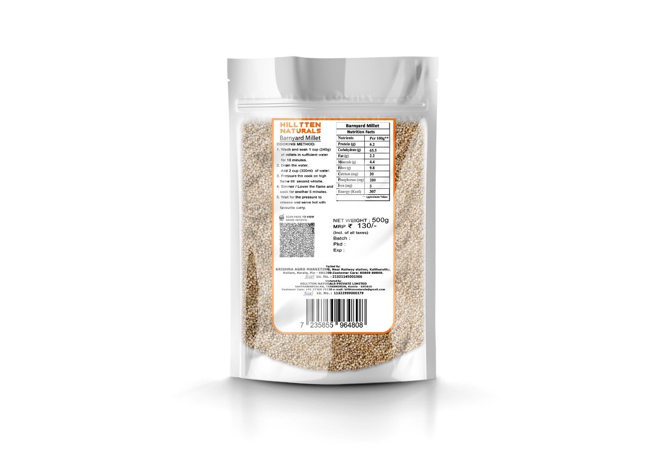Hilltten Naturals Barnyard Millet | 500g pack - Image 2